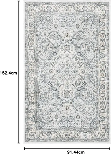 Vista 104 de SAFAVIEH - Colección Isabella, alfombra decorativa - 2'2" x 5', azul y crema, diseño oriental, no desprende pelusa y fácil cuidado, ideal para áreas