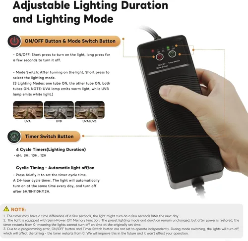 Vista 6 de Luces de terrario T5 UVB para reptiles con temporizador, 22