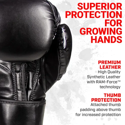 Vista 3 de Revgear Guantes de boxeo de la serie Combat para niños, diseñados para adaptarse a las manos de los niños, perfectos para artes marciales, Krav MAGA