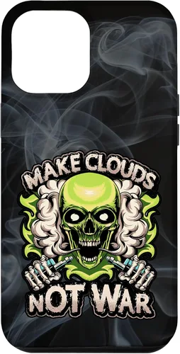 Vista 6 de iPhone 15 Make Clouds Not War Vaping Green Skull Vape Mod Caso
