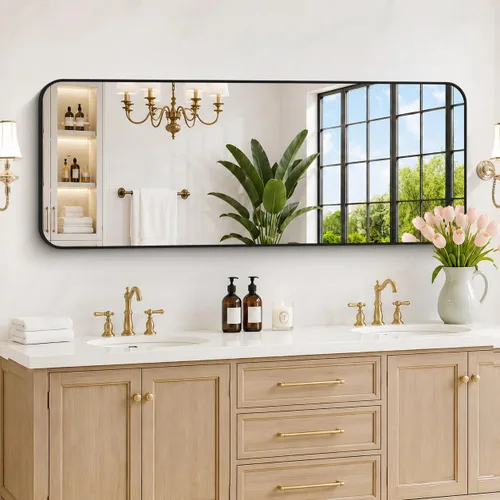 Vista 61 de DESBING 16"x20" Bathroom Mirror for Over Sink, Black Framed Wall Mirror Negro