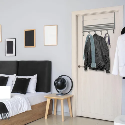 Vista 5 de Organizador de rejilla con 6 ganchos para la puerta DecoBros, en plata