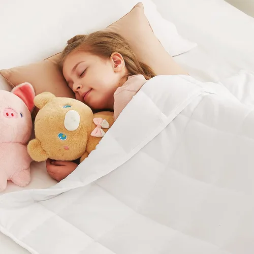 Vista 18 de CuteKing Manta pesada (2 libras, 36 x 48 pulgadas, gris) manta pesada para 40-60 libras, manta pesada para refrigeración y calefacción con cuentas