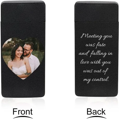 Vista 2 de Fortheday Encendedor eléctrico personalizado para hombres, encendedor grabado personalizado con encendedores recargables por USB para el día