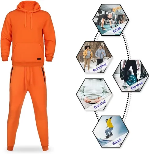Vista 5 de AKsit Conjunto deportivo de 2 piezas con capucha para hombre, conjunto deportivo de moda