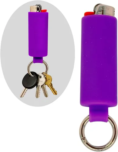 Vista 11 de Lighter Holder for J6 BIC Lighters. Keychain Lighter Case. Silicone Keychain case has a Spring Clip Attached to Easily Secure to Any Bag, Key Ring