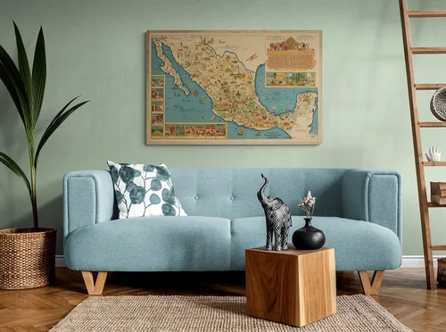 Vista 2 de The Vintage Map Shop 1930 Mapa Ilustrado de la Republica Mexicana... (Archival Matte, 15,25 x 24 pulgadas)