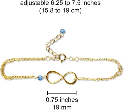 Vista 66 de Pulsera con dije de infinito con piedra natal, joyería hecha a mano, regalo para ella