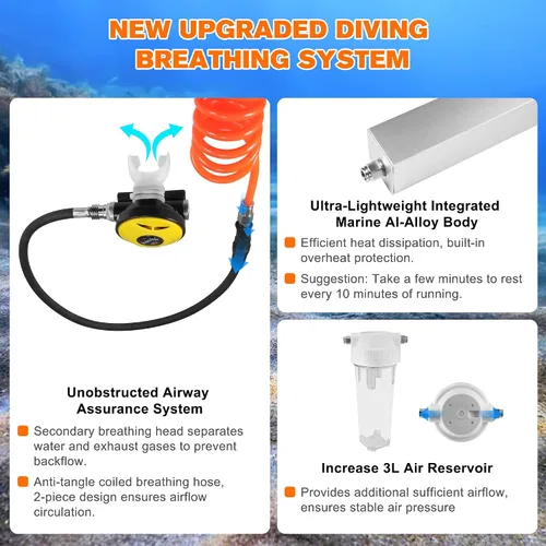 Vista 4 de Sistema de ventilación de buceo, dispositivo de respiración subacuática del snorkel
