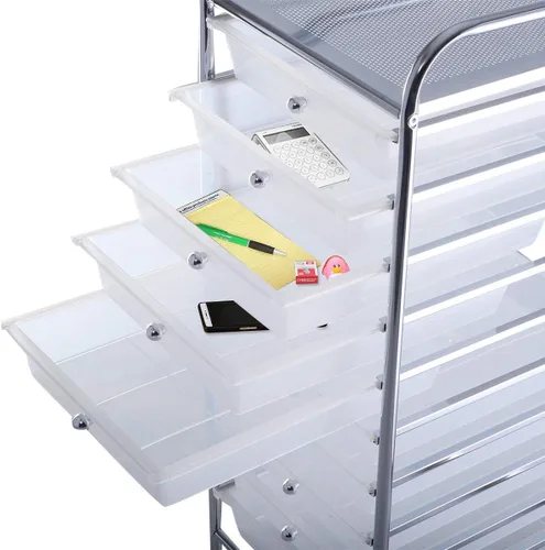 Vista 6 de Giantex Carrito de almacenamiento de 10 cajones, carrito rodante, álbum de recortes, organizador móvil de papel para la escuela y la oficina