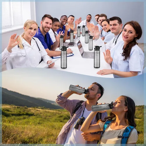 Vista 5 de Pinkunn 12 Pcs Employee Appreciation Gifts Thank You Water Bottles Bulk 24 oz Team Inspirational Gifts Reusable Plastic Sports Bottles with Lids for