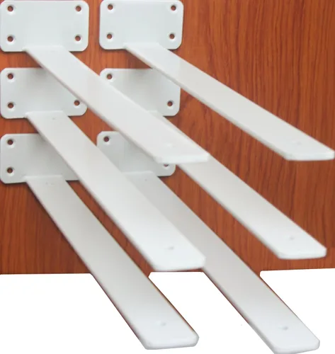 Vista 8 de Paquete de 2 - Soportes de estante en L ocultos negros de 4 pulgadas (1/5 pulgada de grosor) Soportes de estante flotante de hierro Soportes