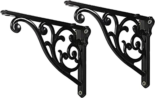 Vista 7 de Soportes de estante de 4 pulgadas, paquete de 4 soportes de pared de latón antiguo de alta resistencia, estantes decorativos de cocina victoriana