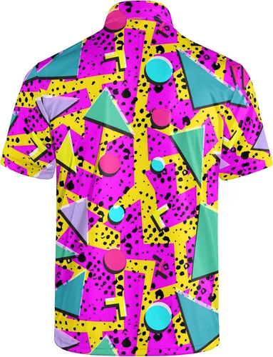 Vista 3 de Camisas de golf de manga corta retro para hombre de los años 80 y 90