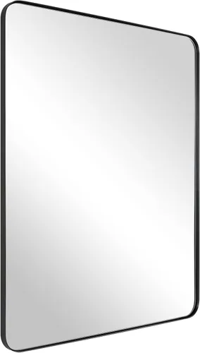 Vista 28 de ANDY STAR Espejo de pared cuadrado para baño, espejo de baño negro mate de 24 x 24 pulgadas, espejo de metal de esquina redondeada en marco de acero