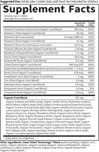 Vista 5 de Garden of Life Once Daily Multivitamínico de Alimentos Integrales para Hombres, Vitaminas y Minerales Orgánicos para Hombres, Vitamina C, Zinc