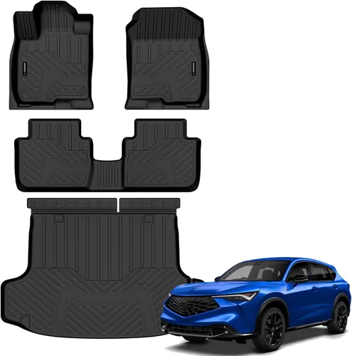 Vista 39 de Auxko Alfombrillas para todo tipo de clima, tapete de carga con respaldo para Honda Pilot 8 pasajeros 2016-2022, forros de elastómero termoplástico