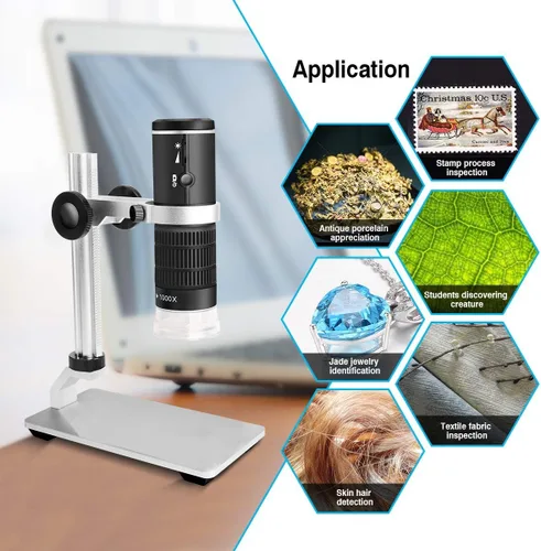 Vista 7 de Microscopio digital WiFi para iPhone, teléfono Android, Mac, Windows, HD 1080P/720P, grabación de video 50-1000X, microscopio portátil inalámbrico