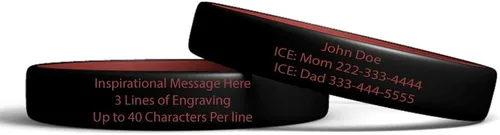 Vista 3 de Pulsera de identificación de alerta resistente al agua, personalizada, para hombres, mujeres y niños