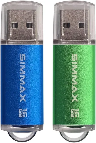 Vista 10 de SIMMAX Paquete de 2 unidades flash USB 2.0 de 16 GB con indicador LED (rojo y morado)
