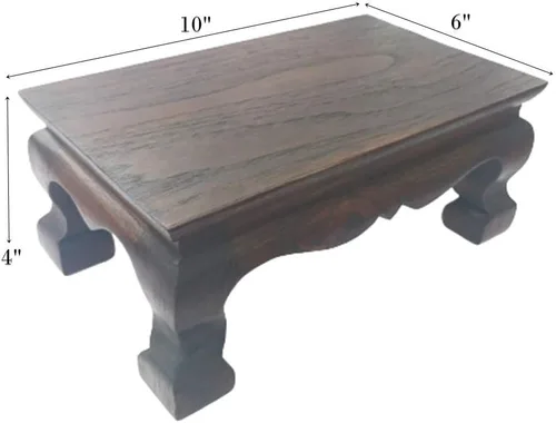Vista 5 de Soporte de estatua de Buda para mesa de adoración, pedestal tailandés hecho a mano, soporte para tallar madera de teca, decoración del hogar, 10