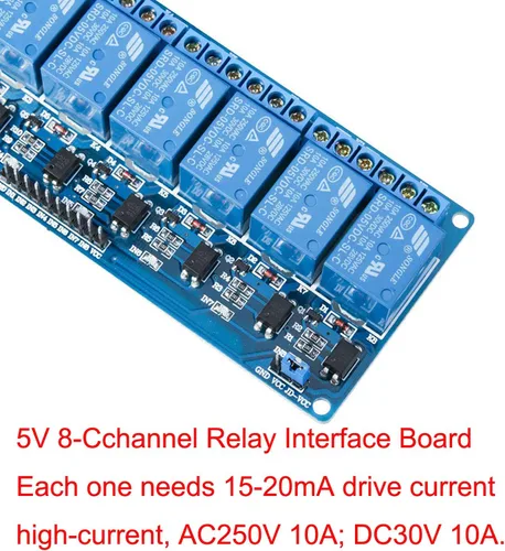 Vista 8 de Tablero de control del módulo de relé de 8 canales DC 5V DC 230V con optoacoplador para UNO R3 MEGA 2560 1280 DSP ARM PIC AVR TTL Logic STM32