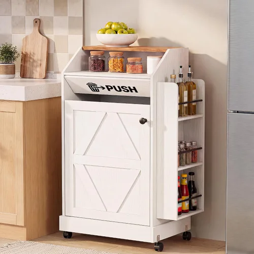 Vista 12 de YESHOMY Gabinete de basura de cocina de 13 galones con puerta de empuje Negro