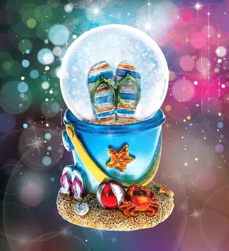 Vista 5 de CoTa Global Cool Summer Sandals Beach Bucket Snow Globe - Figura de globo de agua con purpurina brillante, adorno coleccionable para decoración