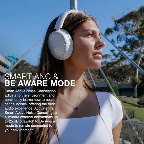 Vista 3 de JLab Auriculares inalámbricos JBuds Lux ANC, Cloud White, cancelación activa híbrida de ruido, sonido personalizable, compatible con audio espacial
