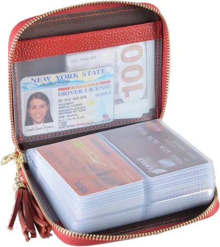 Vista 10 de Easyoulife Billetera Tarjetero de Tarjetas de Crédito para Mujer con Cremallera de Cuero Estuche para Tarjetas con Bloqueo RFID, Negro, medio