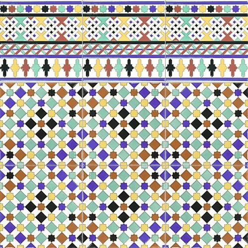 Vista 3 de somertile wessvgdc Giralda Taifa cenefa cerámica pared frontera baldosas, 7.88" x 7.88
