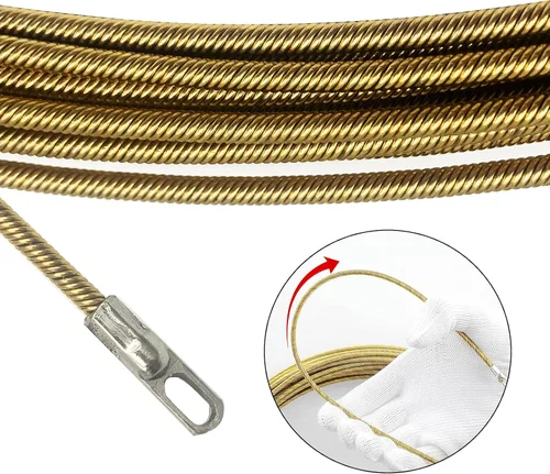Vista 2 de Enhebrador de alambre de resorte eléctrico de 16 pies, cinta de pescado, herramienta extractor de cable de sujeción de cable, herramienta mejorada