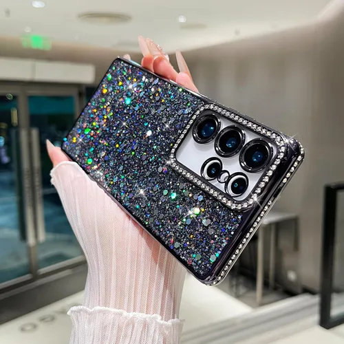 Vista 8 de FABSPARK Funda para Samsung Galaxy S22, Cristal Brillante Diamante Pedrería Lentejuela Brilloso Reluciente Espumoso Brillante Lujoso Galvanizado