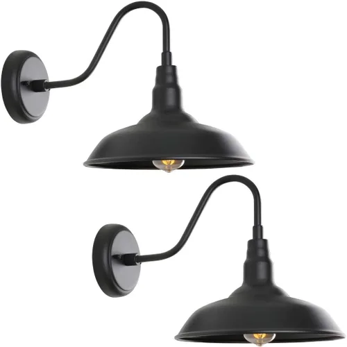 Vista 2 de LM2201-2P - Paquete de 6 (2+4) luces de granero de cuello de cisne de 10 pulgadas para exteriores, color negro mate
