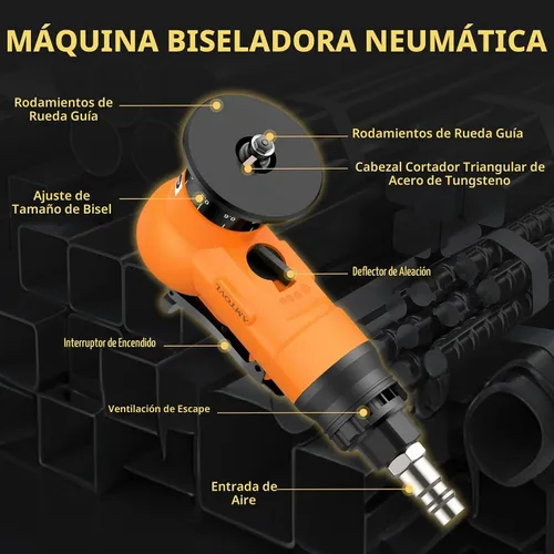 Vista 3 de AMTOVL Herramienta neumática de biselado - Mini herramienta de biselado de aire con 10 cuchillas de ángulo C y 10 cuchillas de ángulo R, herramienta