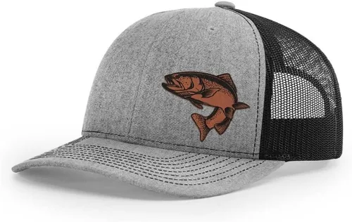 Vista 10 de Sombrero de pesca de trucha con parche de cuero grabado láser Richardson 112 Snapback Trucker Cap