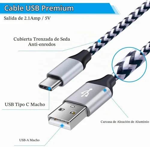 Vista 5 de Cable de carga para Galaxy S26 C de carga rápida, paquete de 5 cables de automóvil USB C de 6 pies para Android, compatible con Samsung Galaxy S26