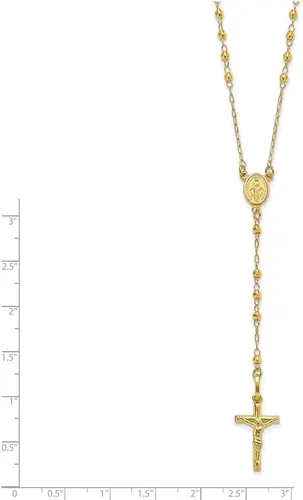 Vista 3 de Diamond2Deal Diamond 2Deal - Collar de rosario con cuentas facetadas pulidas en oro amarillo de 14 quilates, Metal