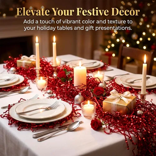 Vista 5 de Papel de regalo triturado Sukh de Navidad - Papel de corte arrugado para relleno de confeti como relleno de papel para cestas de relleno