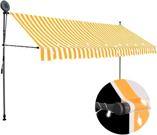 Vista 12 de vidaXL Toldo retráctil, toldo retráctil manual para patio al aire libre, toldo de refugio de sombra con LED para jardín, patio, balcón, 98.4 Naranja