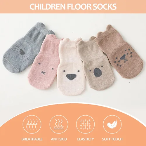 Vista 3 de TRUEHAN 5 pares de calcetines antideslizantes con puños para bebés, para niños y niñas