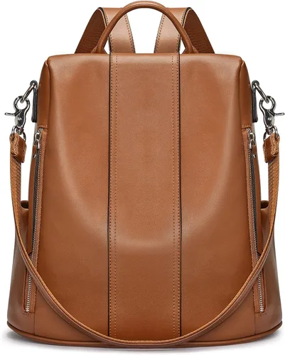 Vista 14 de S-ZONE - Mochila de piel suave para mujer, antirrobo, mediana, bolsa de hombro 2-negro