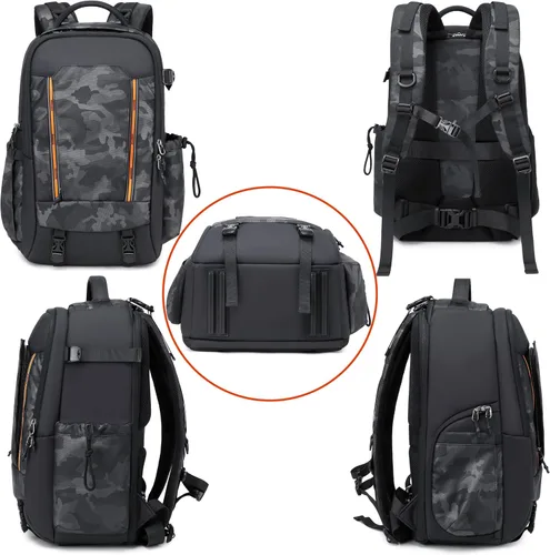 Vista 8 de Mochila para cámara fotógrafo, mochila impermeable grande para cámaras DSLR, mochilas para fotógrafos, mochila para cámara para mujeres y hombres