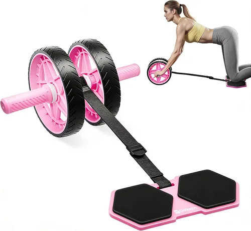 Vista 10 de Double-Wheel Ab Roller for Core Training – Rebound Design with Adjustable Elastic Band, Silent Non-Slip Wheels, Detachable Build, Knee Pad & Bands