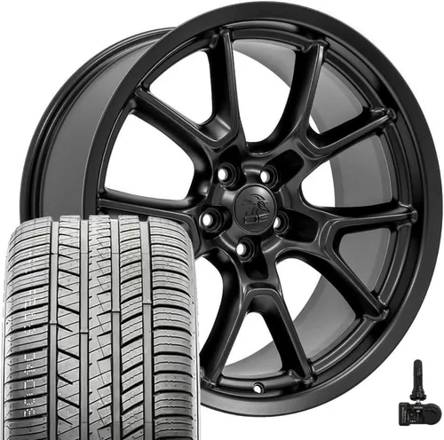 Vista 17 de OE Wheels DG21 20x9 Juego (4) neumáticos negros 5x115 y Ironman y TPMS Brillo negro