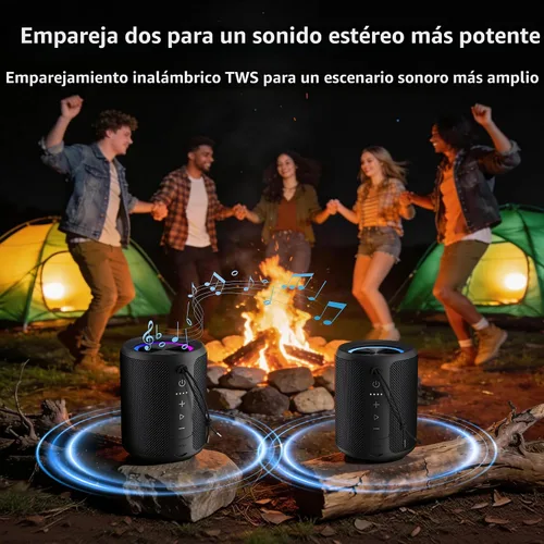 Vista 4 de Altavoz Bluetooth portátil, IPX7 impermeable altavoz inalámbrico con sonido estéreo fuerte de 20 W, tiempo de reproducción de 15 horas y luz RGB