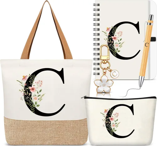 Vista 9 de Talltalk 5 piezas de bolsas de mano con iniciales, regalos para mujer Beige