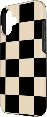 Vista 2 de Black and Beige Classic Checkered Big Checkerboard Pattern Case for iPhone 16