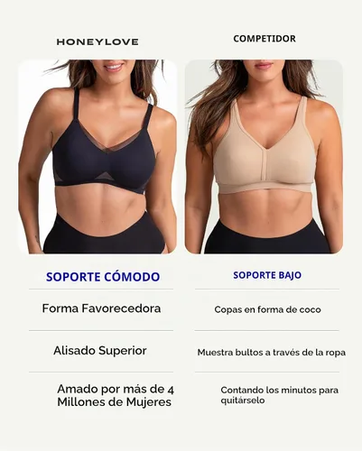 Vista 3 de HONEYLOVE Sujetadores para Mujeres - Brasier cruzado sin aros - Cómodo soporte sin varillas Runway