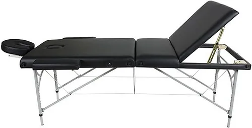 Vista 3 de SKINACT Porto Mesa de masaje portátil de aluminio con (respaldo reclinable) (negro)